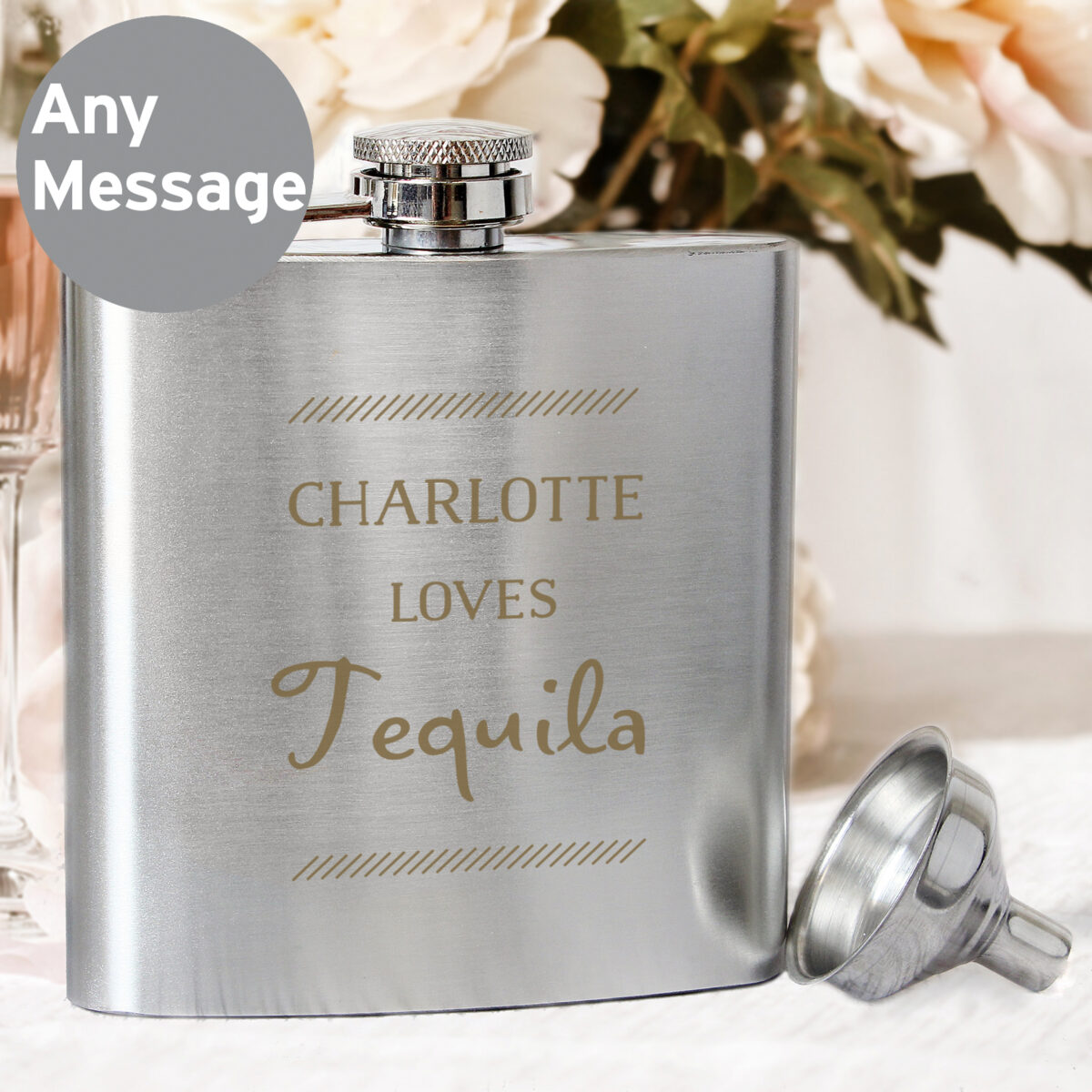 Personalised Classic Stainless Steel Hip Flask - Image 2