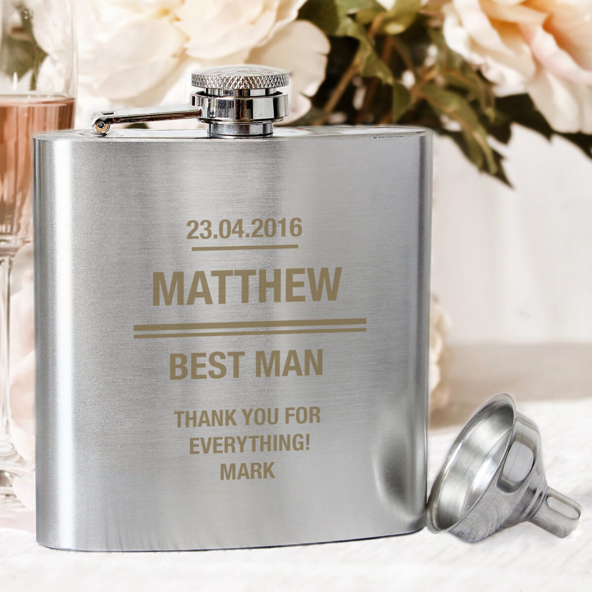 Personalised Message Stainless Steel Hip Flask - Image 3