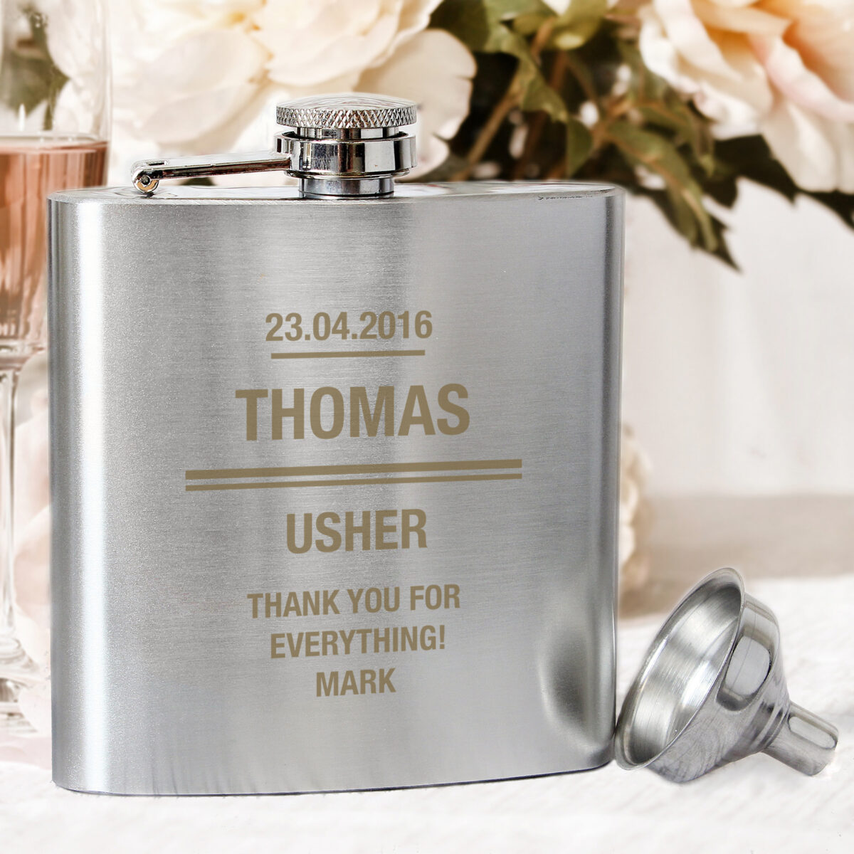 Personalised Message Stainless Steel Hip Flask - Image 4