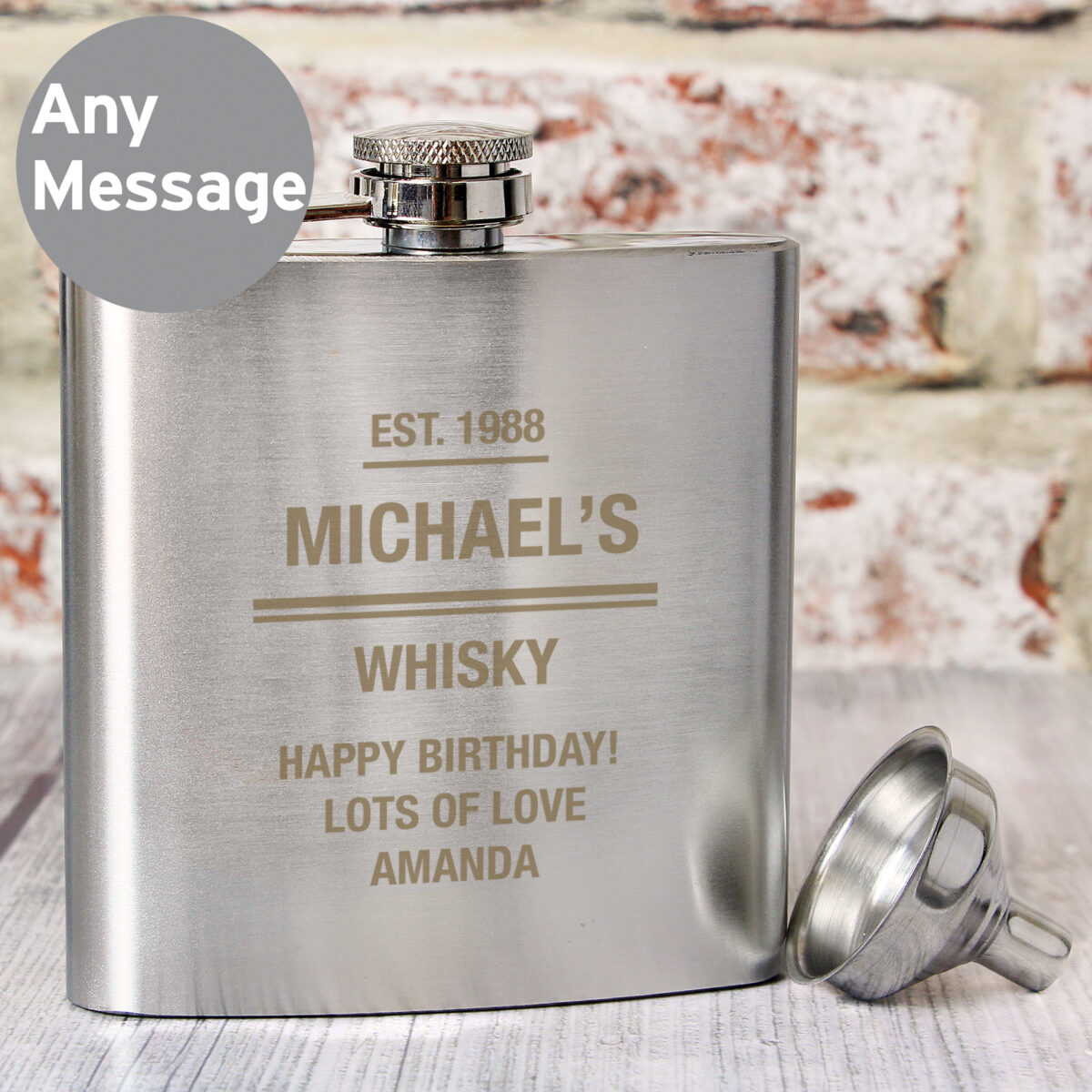Personalised Message Stainless Steel Hip Flask - Image 8