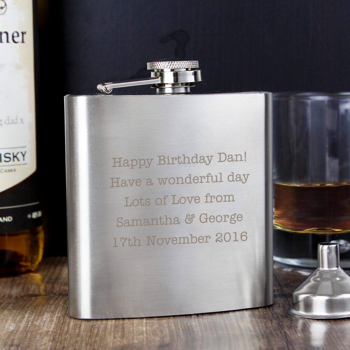 Personalised Any Message Stainless Steel Hip Flask - Image 2