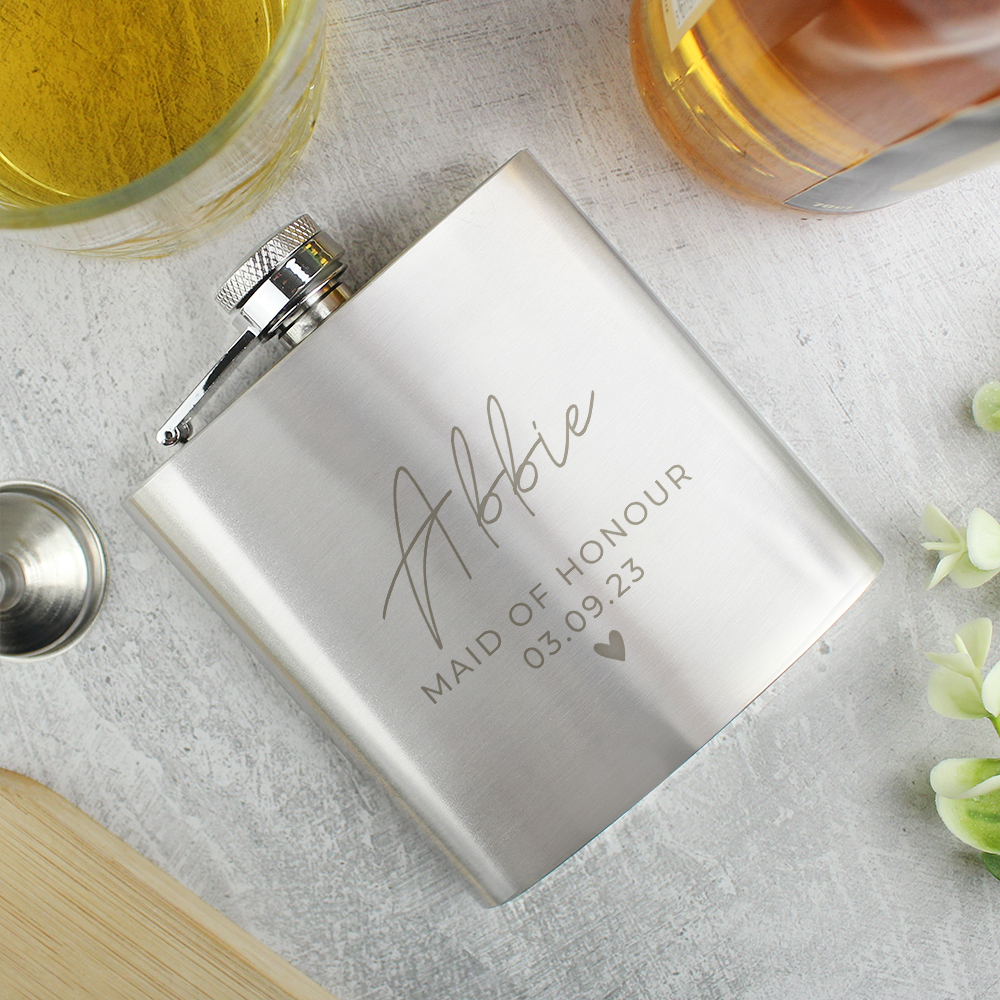 Personalised Free Text Wedding Party Hip Flask - Image 2