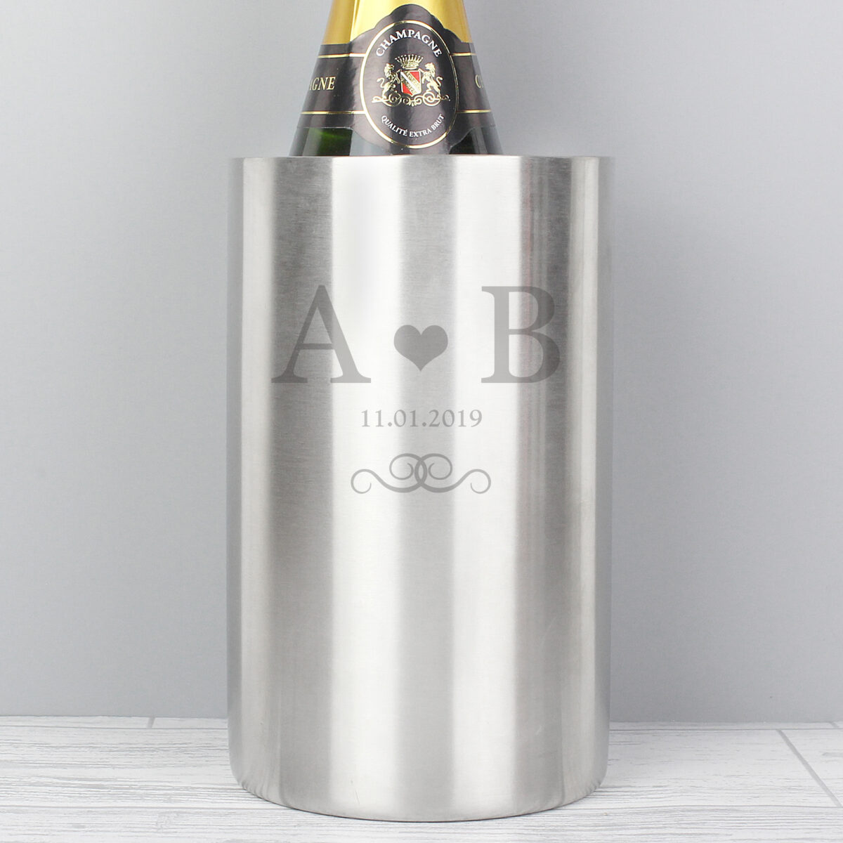 Personalised Monogram Stainless Steel Wine Cooler - Image 2