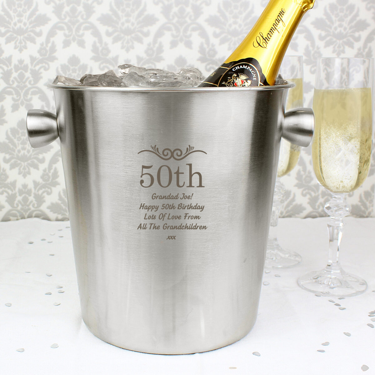 Personalised Number Frame Stainless Steel Ice Bucket - Image 3