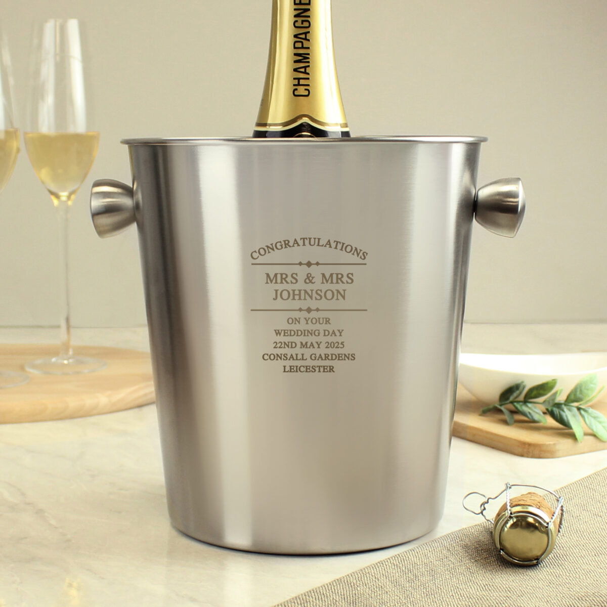 Personalised Diamond Stainless Steel Ice Bucket - Image 2