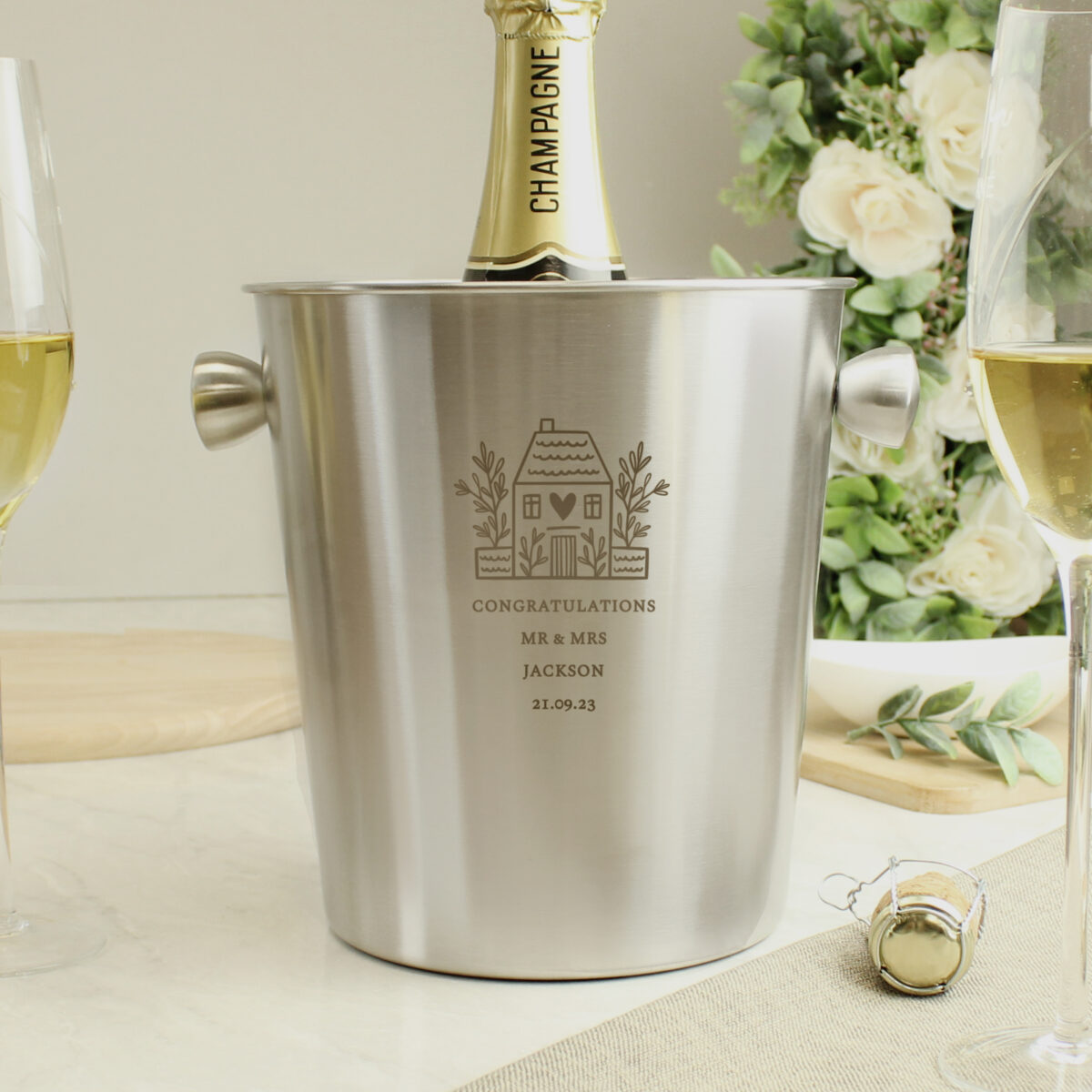 Personalised House Stainless Steel Ice Bucket - Image 2