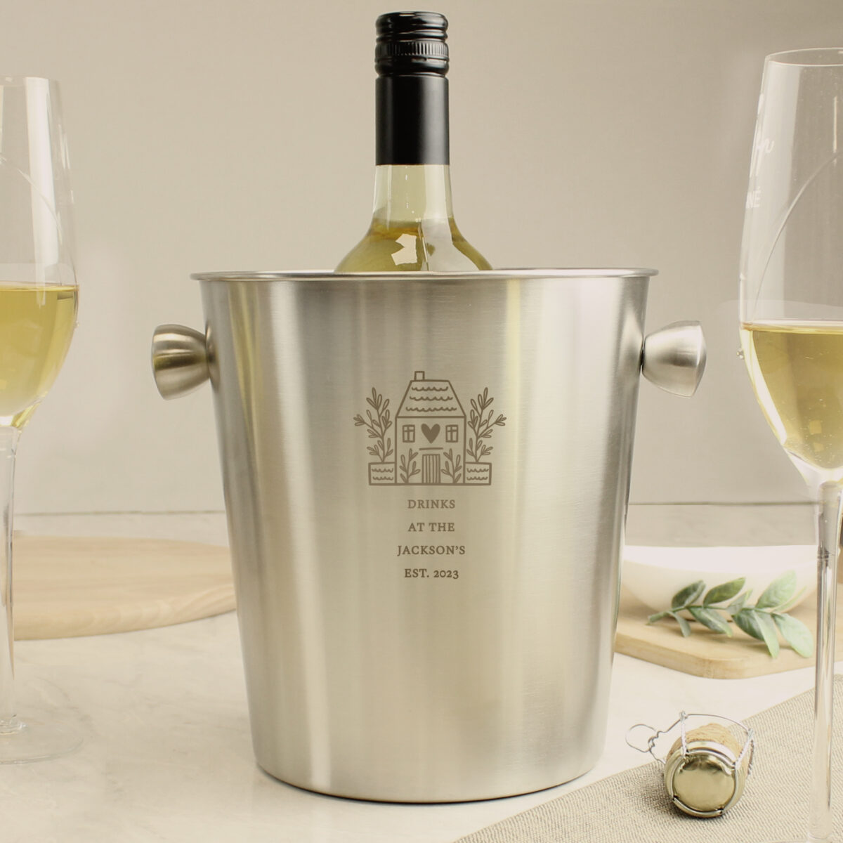 Personalised House Stainless Steel Ice Bucket - Image 3