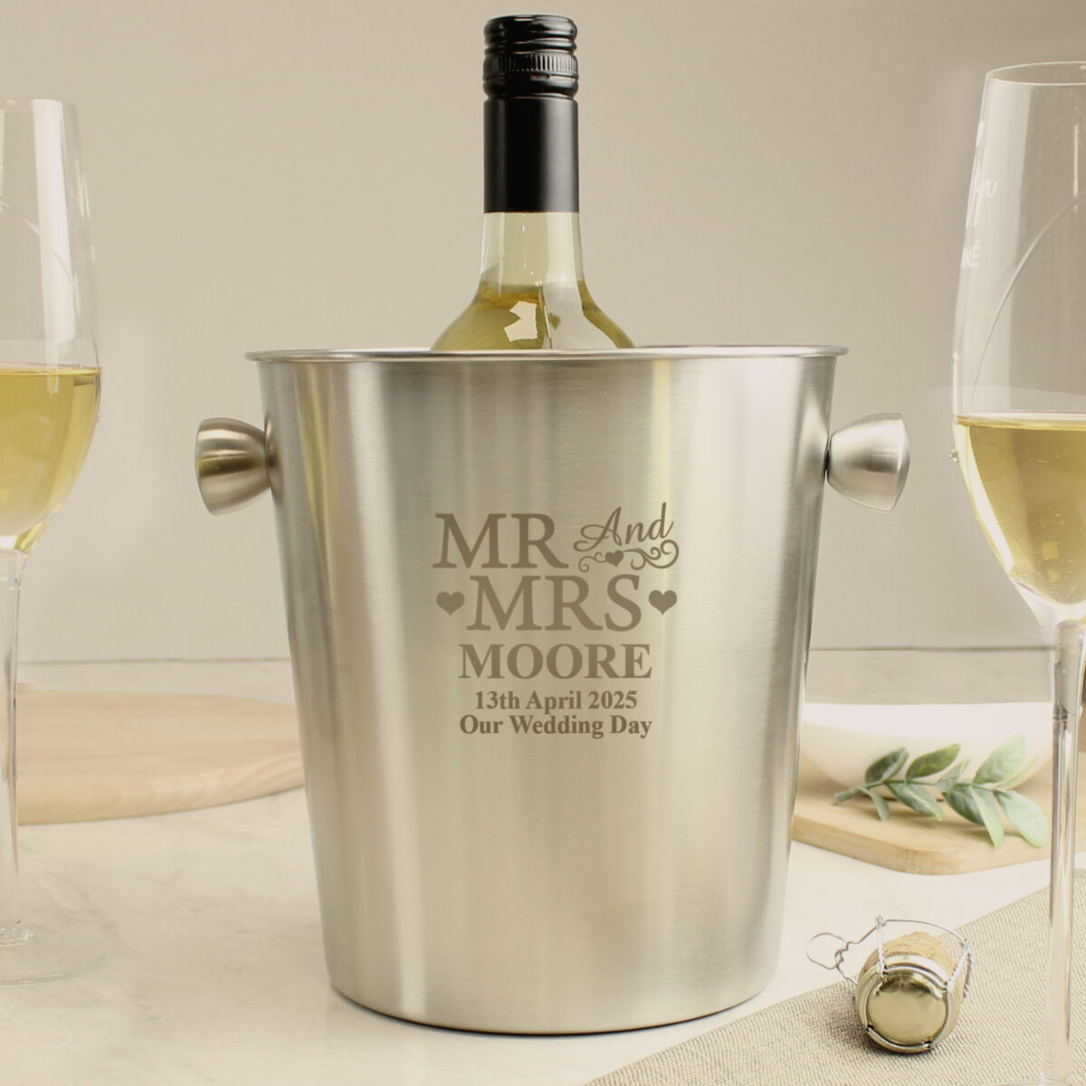 Personalised Mr & Mrs Stainless Steel Ice Bucket - Image 2
