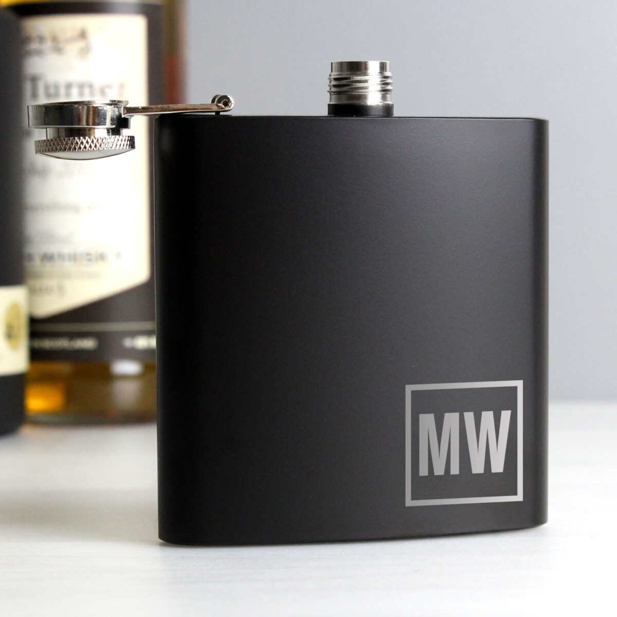 Personalised Initials Black Hip Flask - Image 2