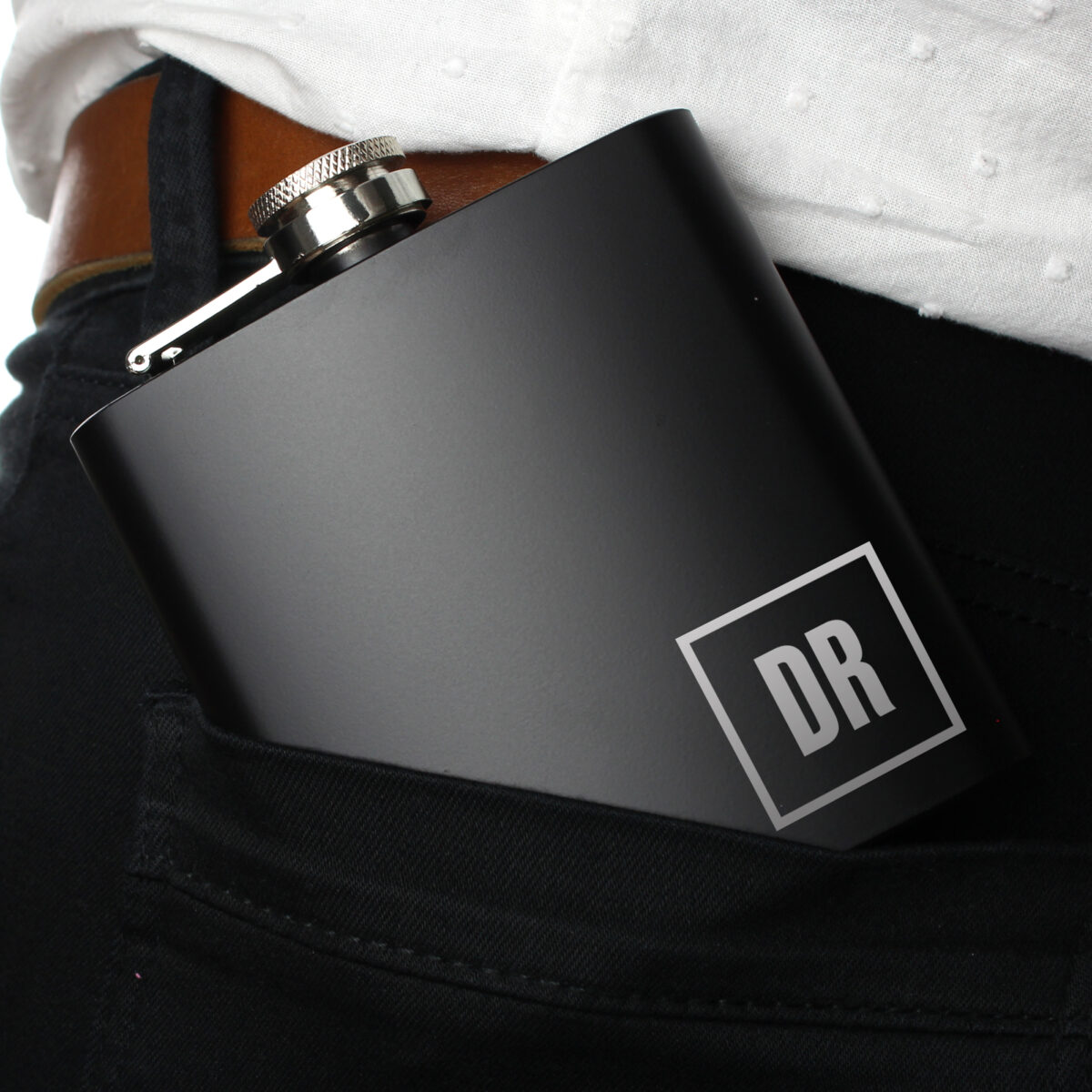 Personalised Initials Black Hip Flask - Image 3