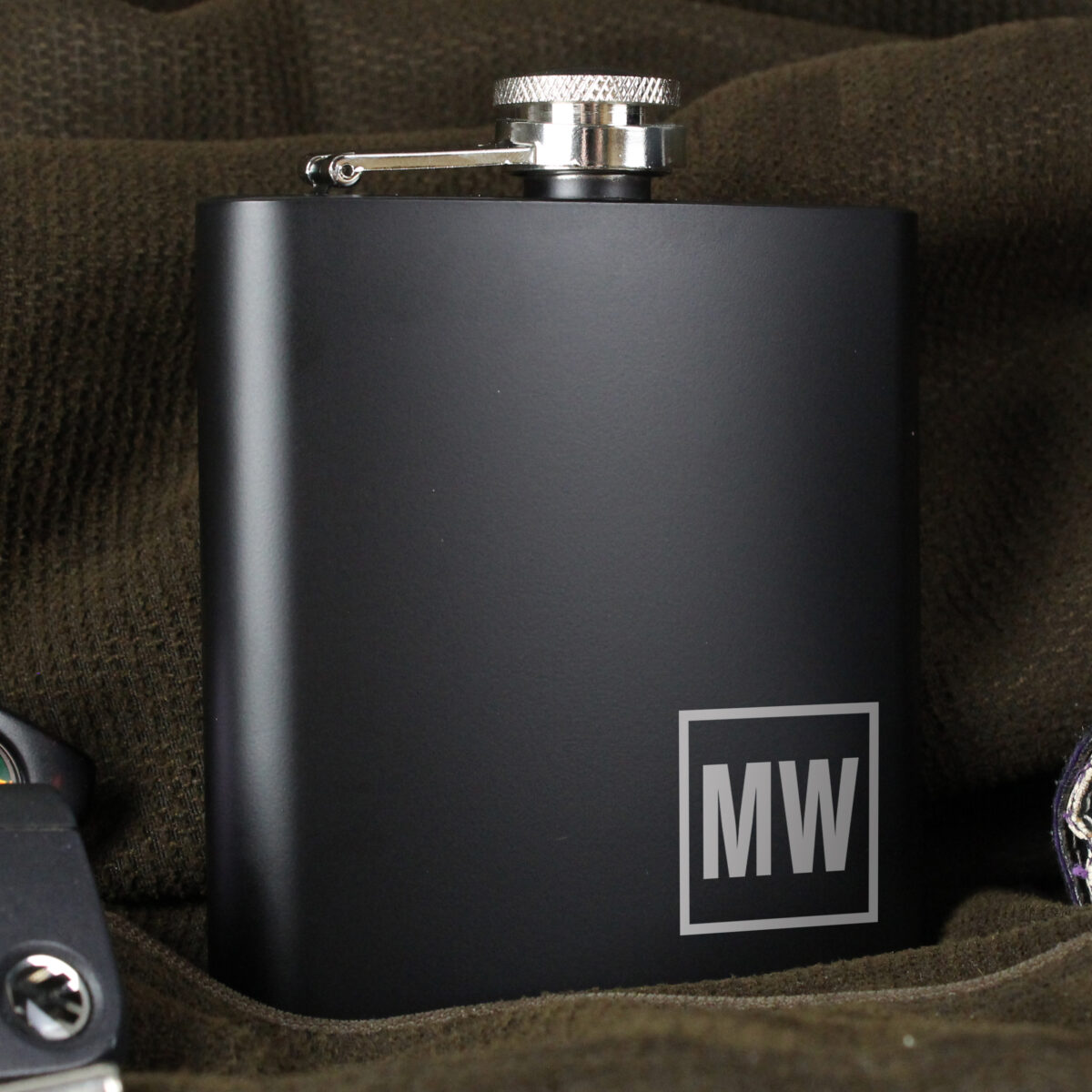 Personalised Initials Black Hip Flask - Image 4