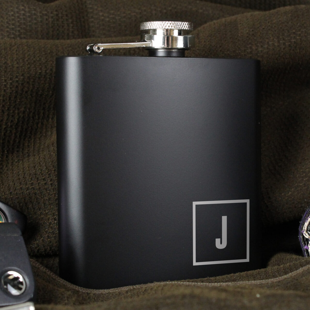 Personalised Initials Black Hip Flask - Image 8
