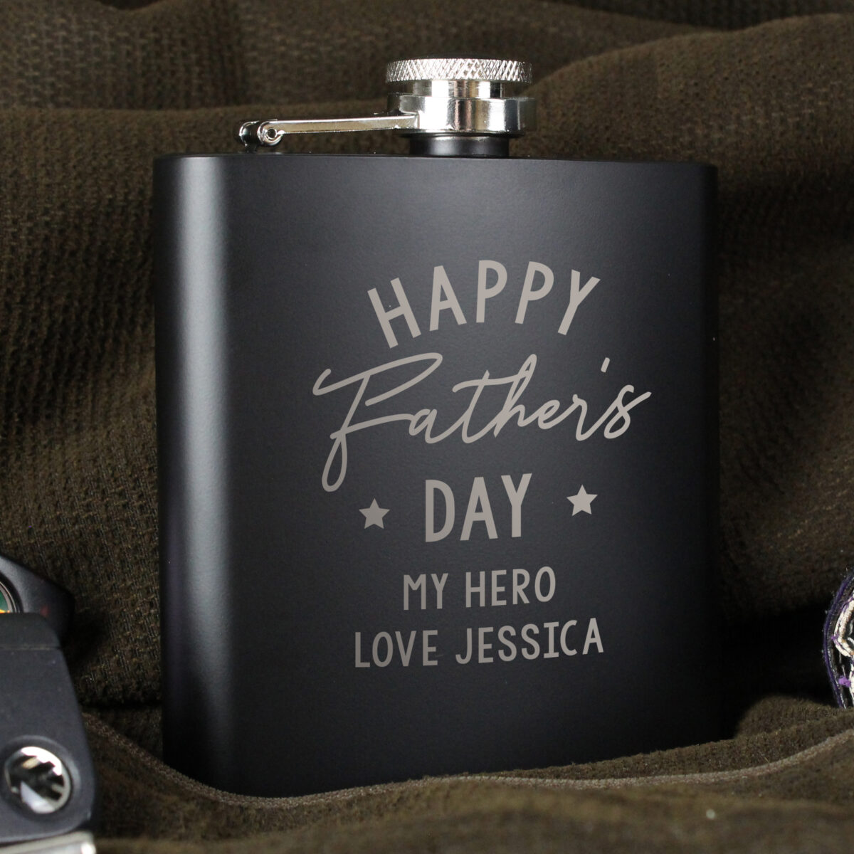 Personalised Fathers Day Black Hip Flask - Image 2