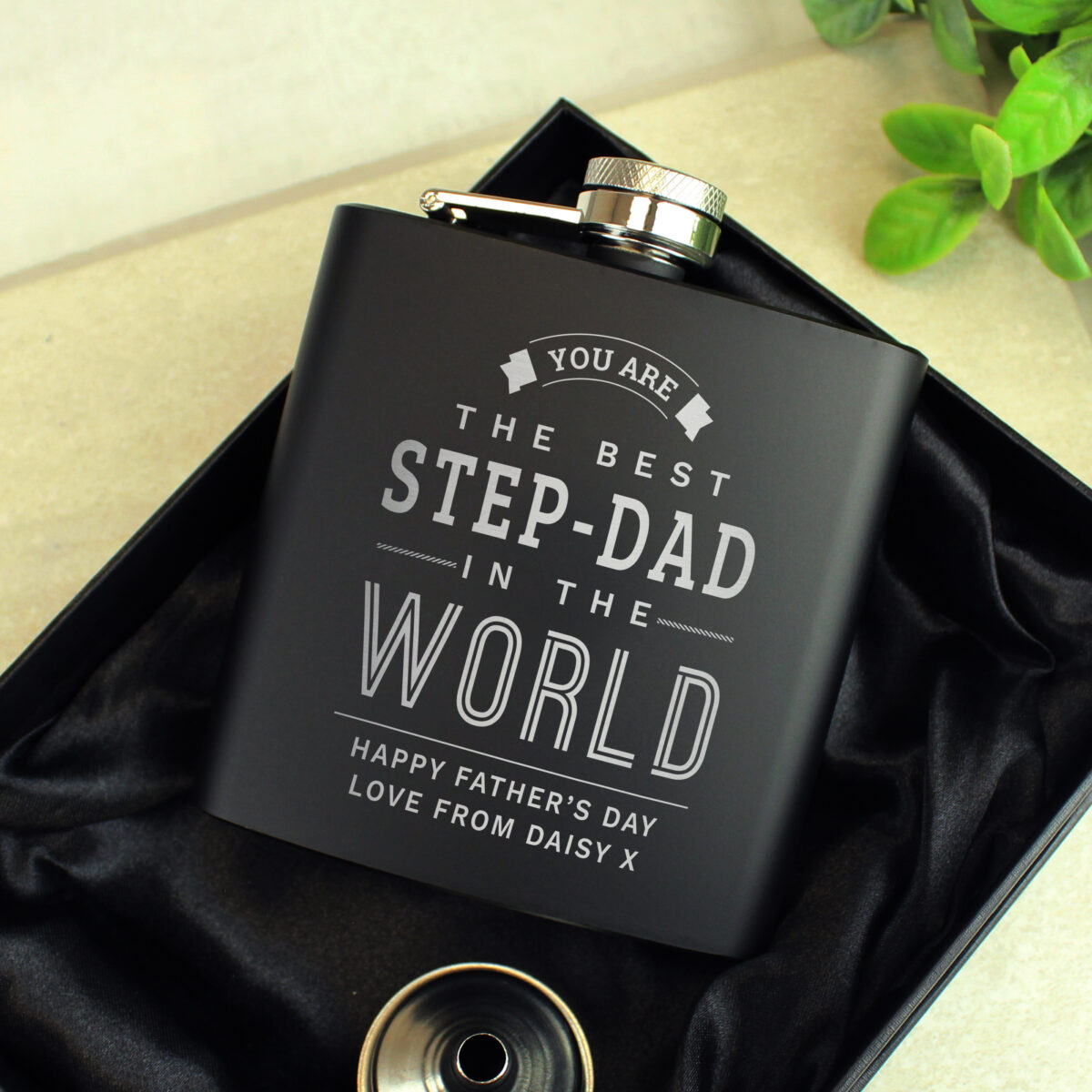 Personalised Best in The World Black Hip Flask - Image 2