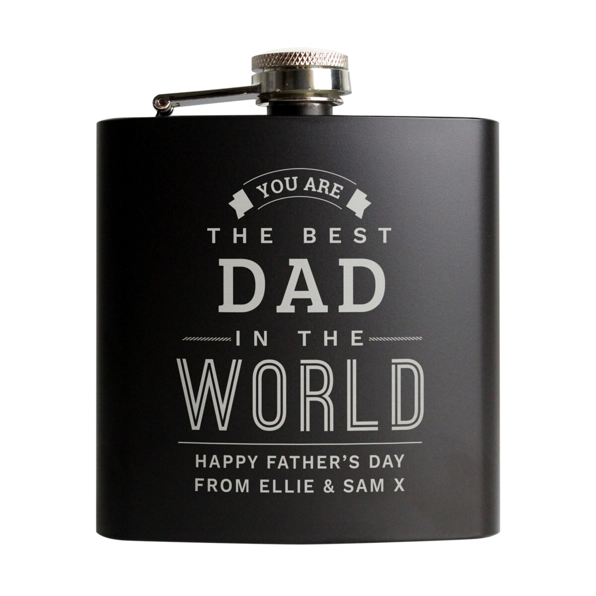 Personalised Best in The World Black Hip Flask - Image 4
