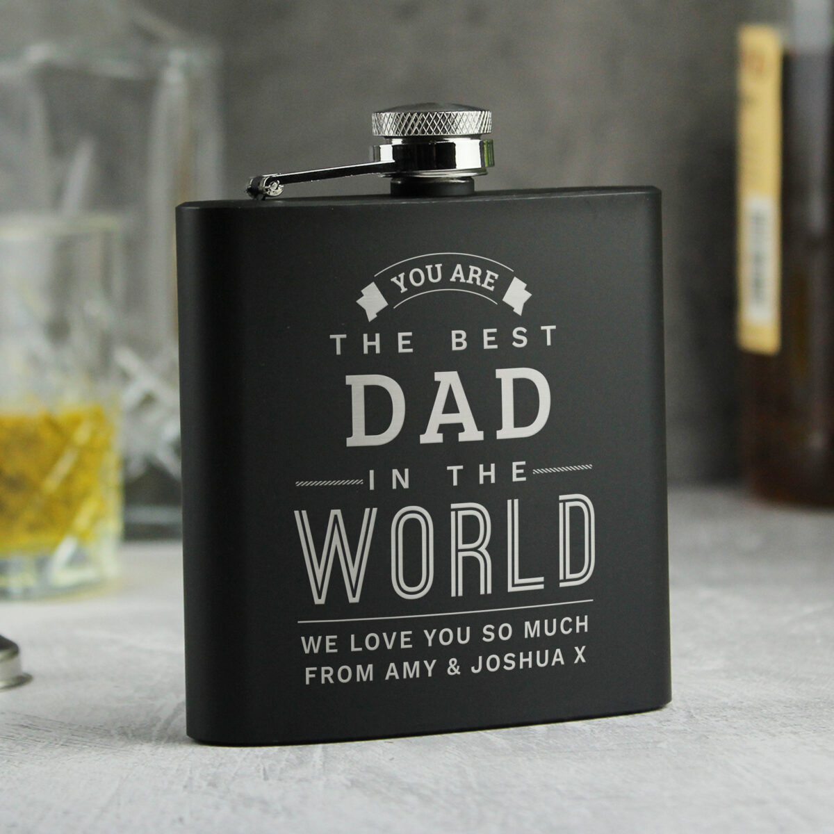 Personalised Best in The World Black Hip Flask - Image 5