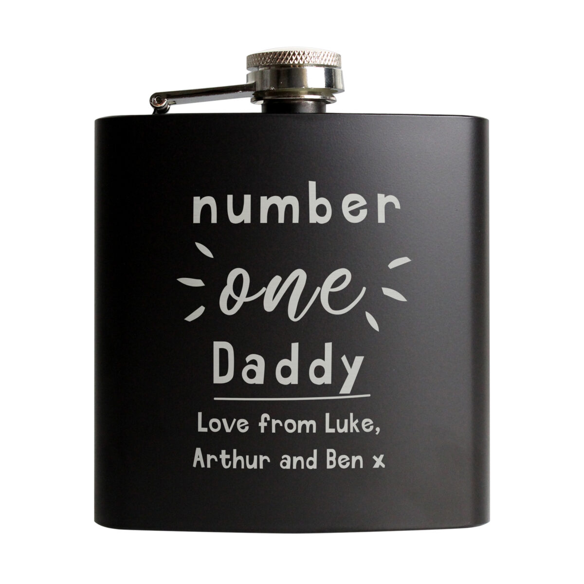 Personalised Number One Black Hip Flask - Image 4