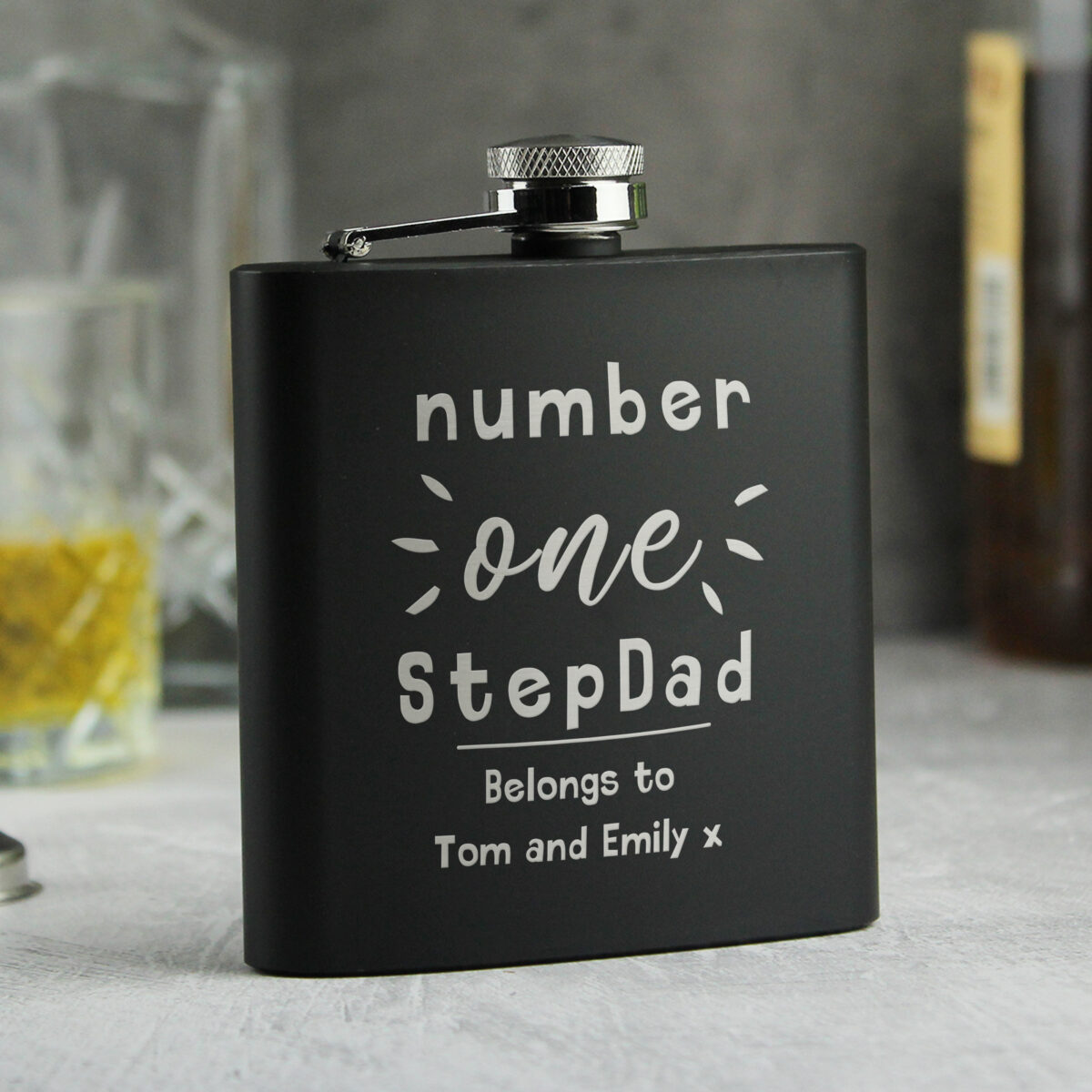 Personalised Number One Black Hip Flask - Image 5