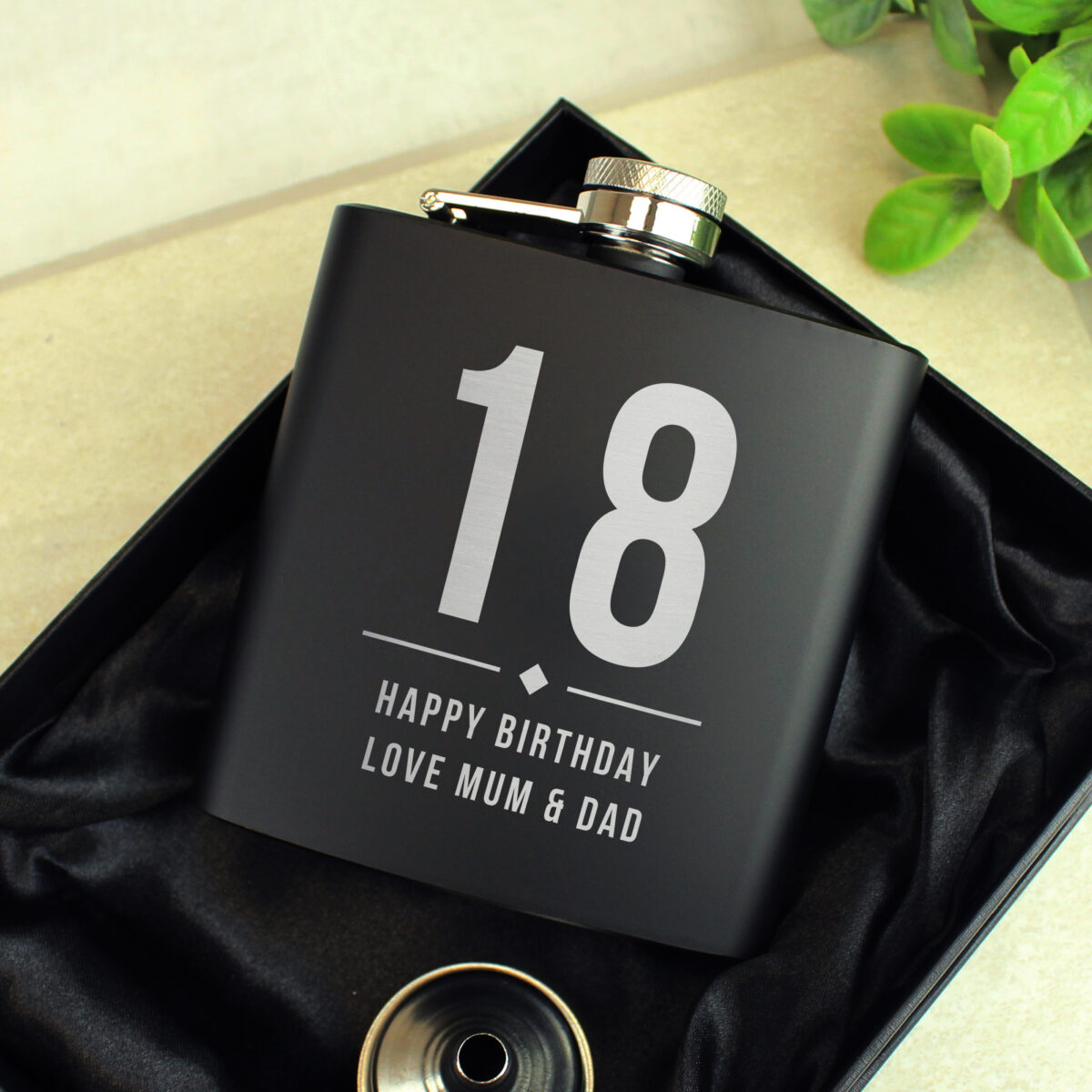 Personalised Big Numbers Black Hip Flask - Image 3