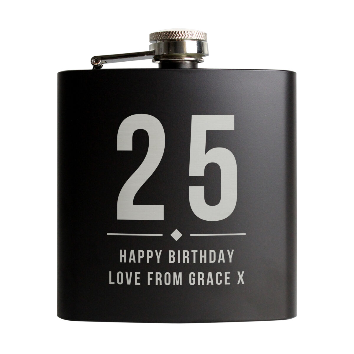 Personalised Big Numbers Black Hip Flask - Image 4
