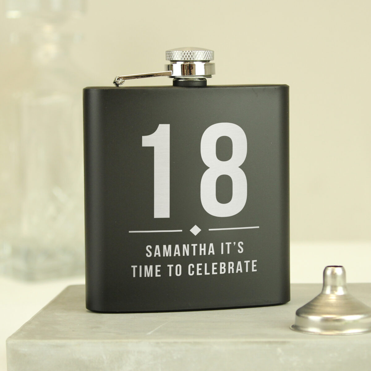 Personalised Big Numbers Black Hip Flask - Image 6