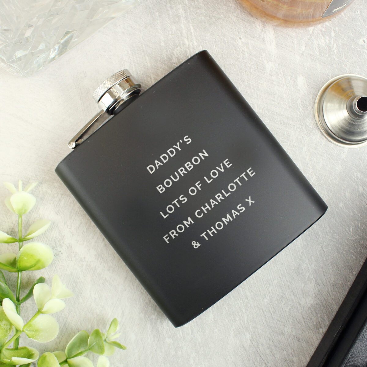 Personalised Free Text Black Hip Flask - Image 2