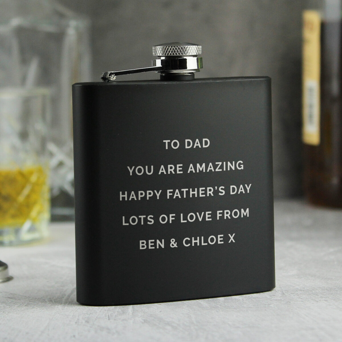 Personalised Free Text Black Hip Flask - Image 3