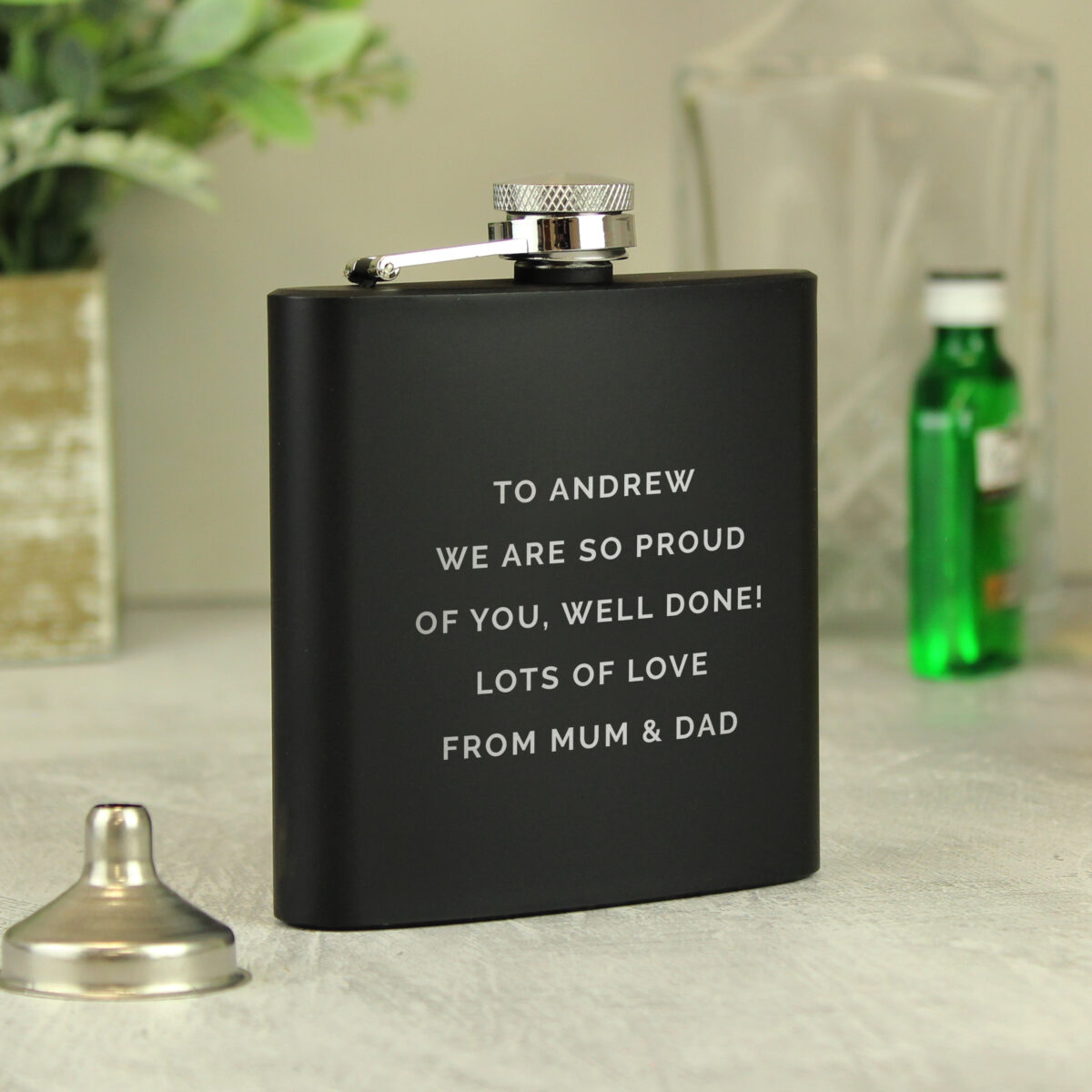 Personalised Free Text Black Hip Flask - Image 5