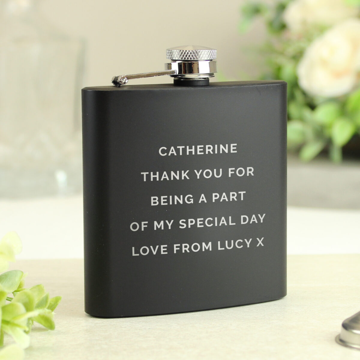 Personalised Free Text Black Hip Flask - Image 7