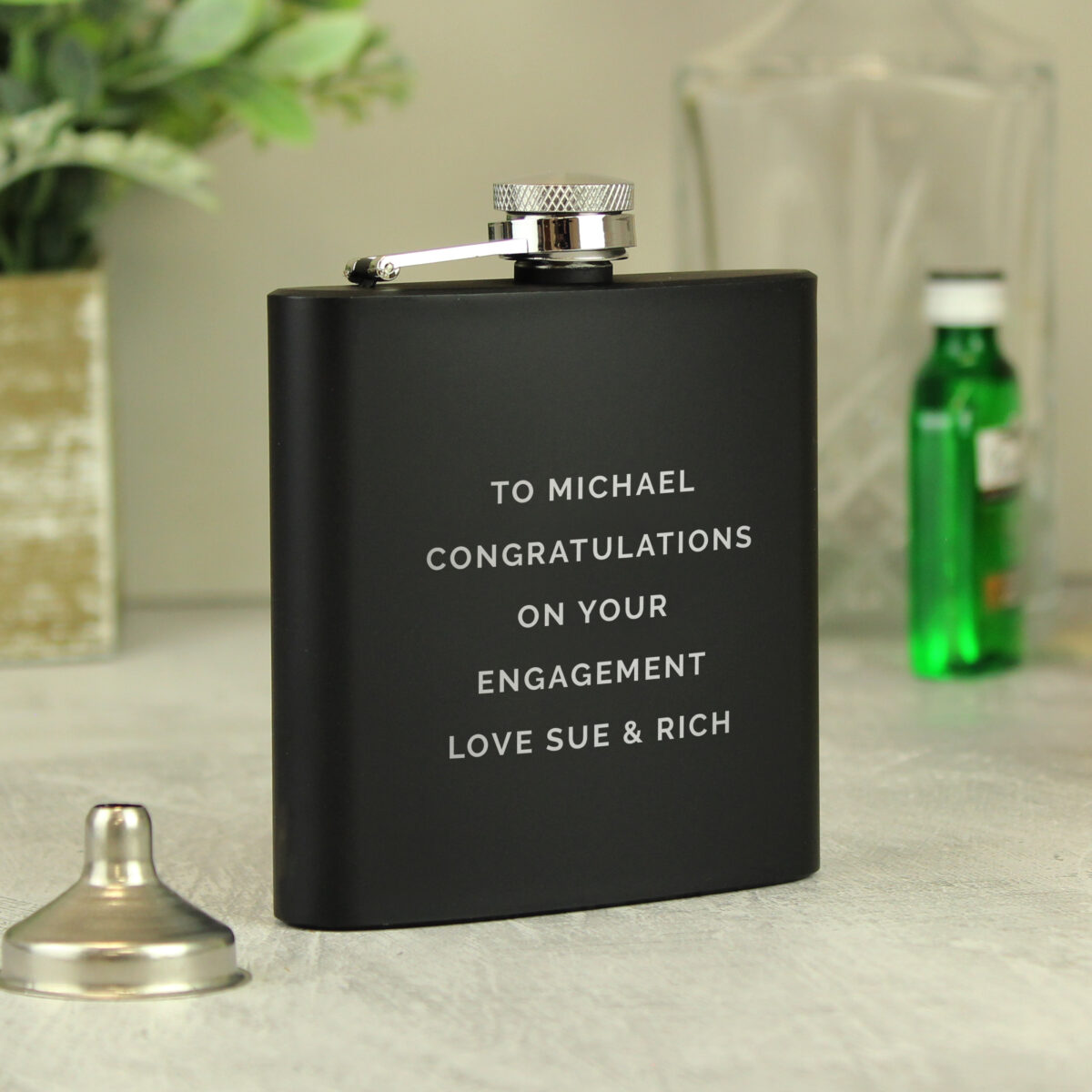 Personalised Free Text Black Hip Flask - Image 8