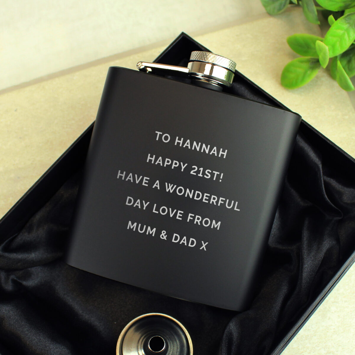 Personalised Free Text Black Hip Flask - Image 9