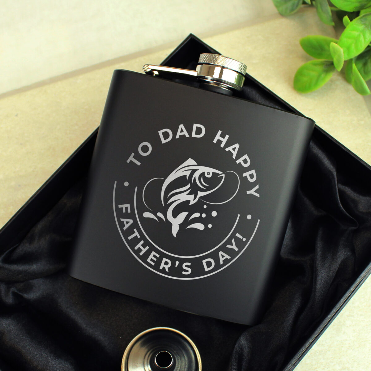 Personalised Fishing Black Hip Flask - Image 2