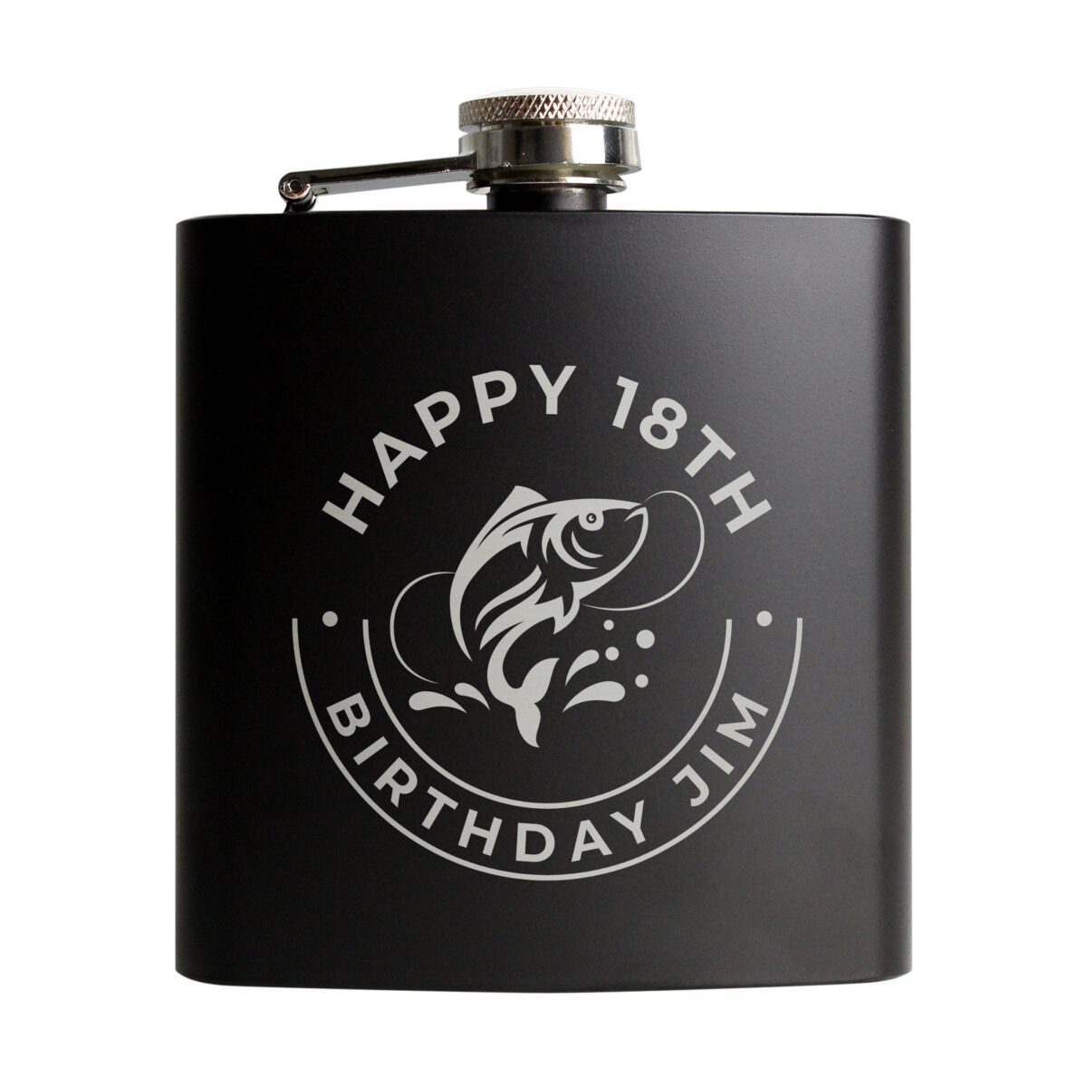 Personalised Fishing Black Hip Flask - Image 4