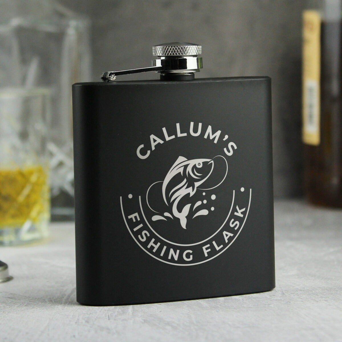 Personalised Fishing Black Hip Flask - Image 6