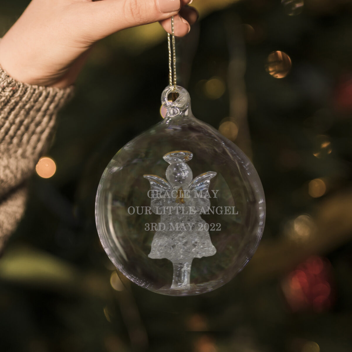 Personalised Glass Christmas Angel Bauble - Image 3
