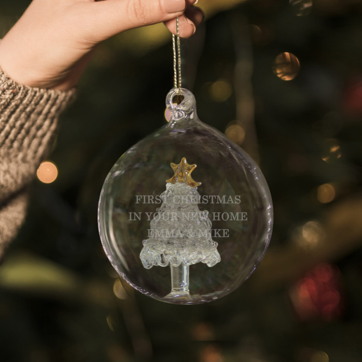 Personalised Glass Christmas Tree Bauble - Image 2