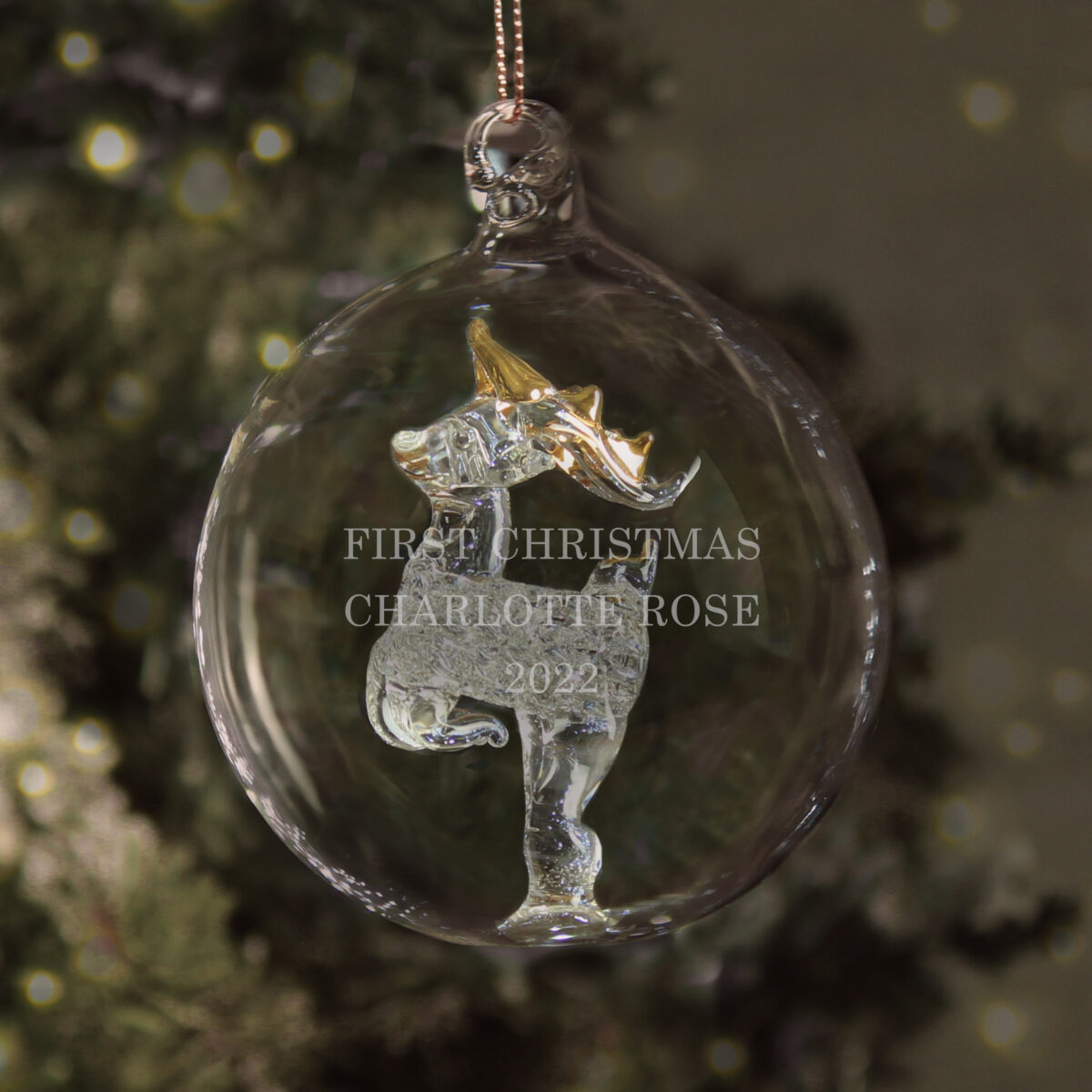 Personalised Glass Reindeer Bauble - Image 2