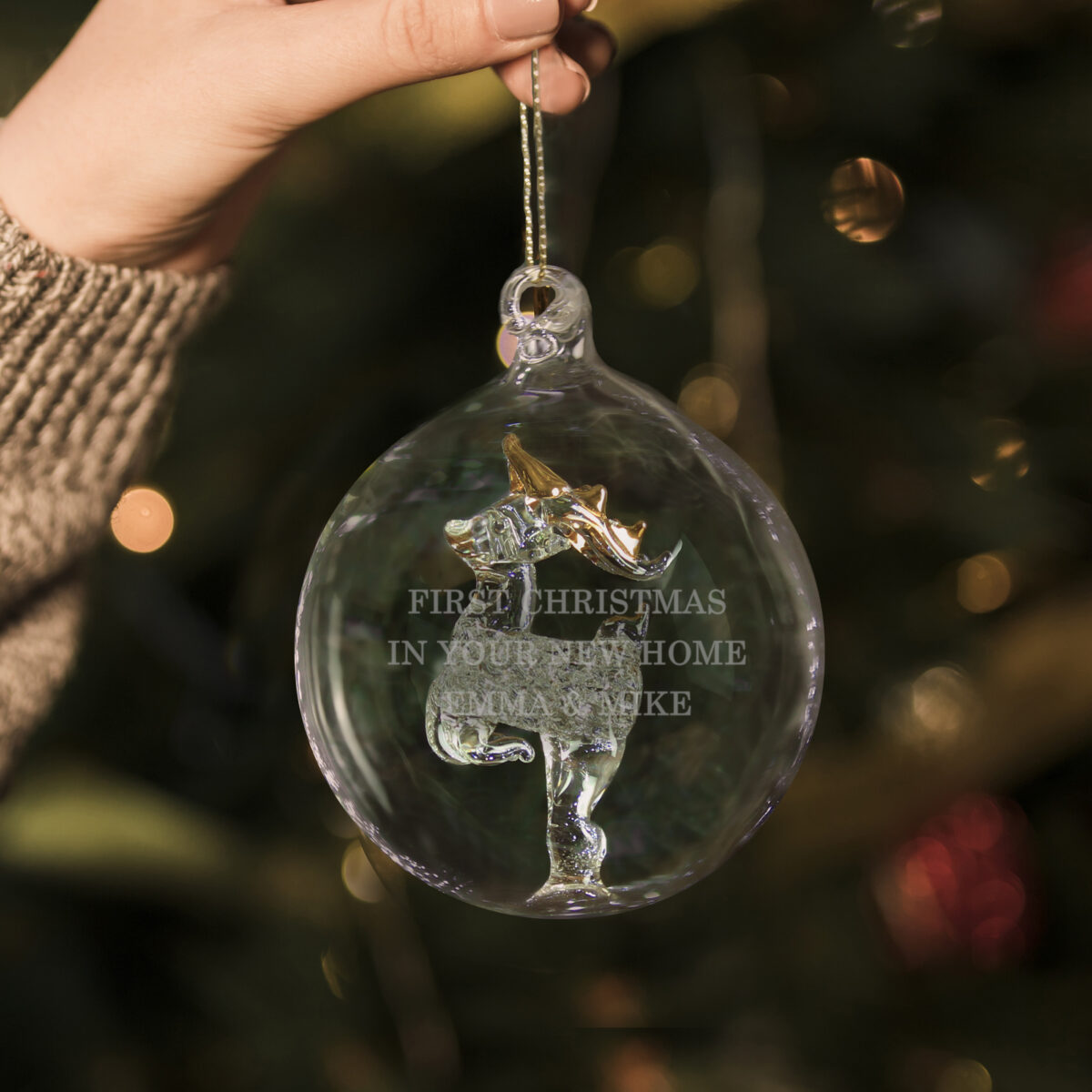 Personalised Glass Reindeer Bauble - Image 3