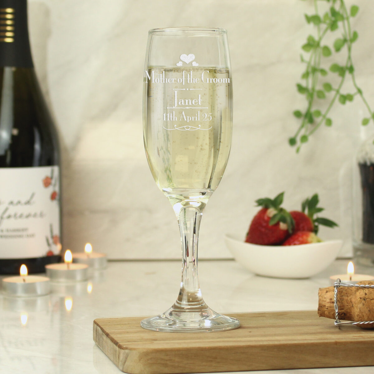 Personalised Decorative Wedding Mother of the Groom Glass Flute - Image 2