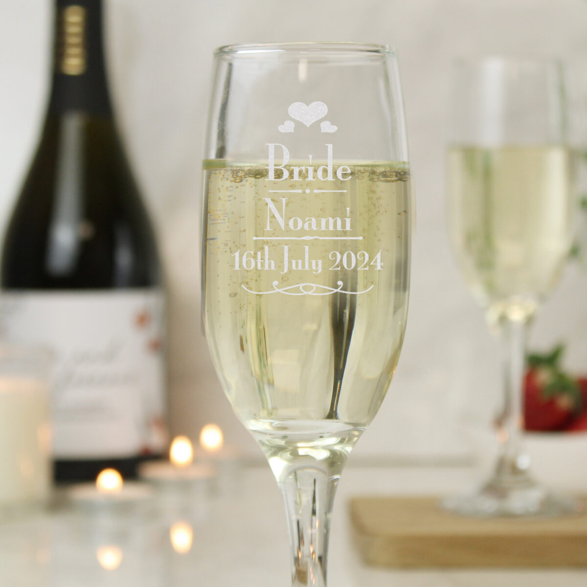 Personalised Decorative Wedding Bride Glass Flute - Image 3