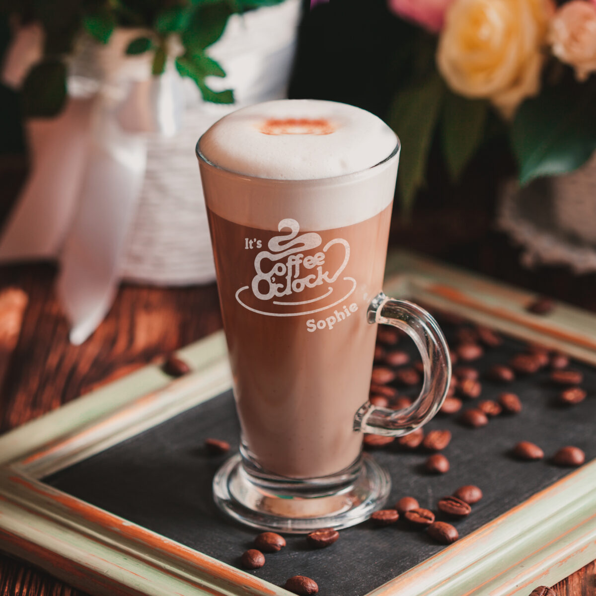 Personalised Coffee O Clock Latte Glass - Image 2