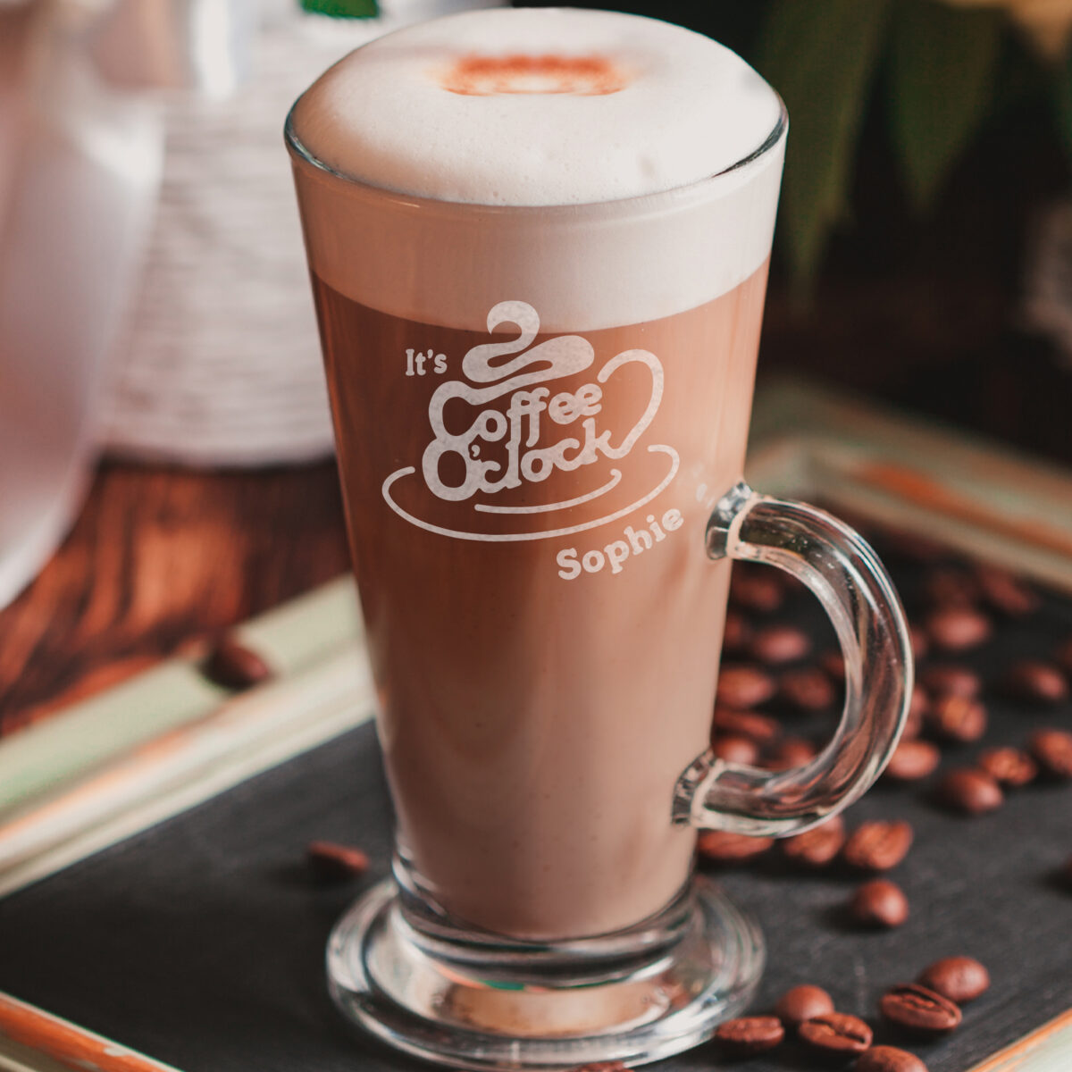Personalised Coffee O Clock Latte Glass - Image 3