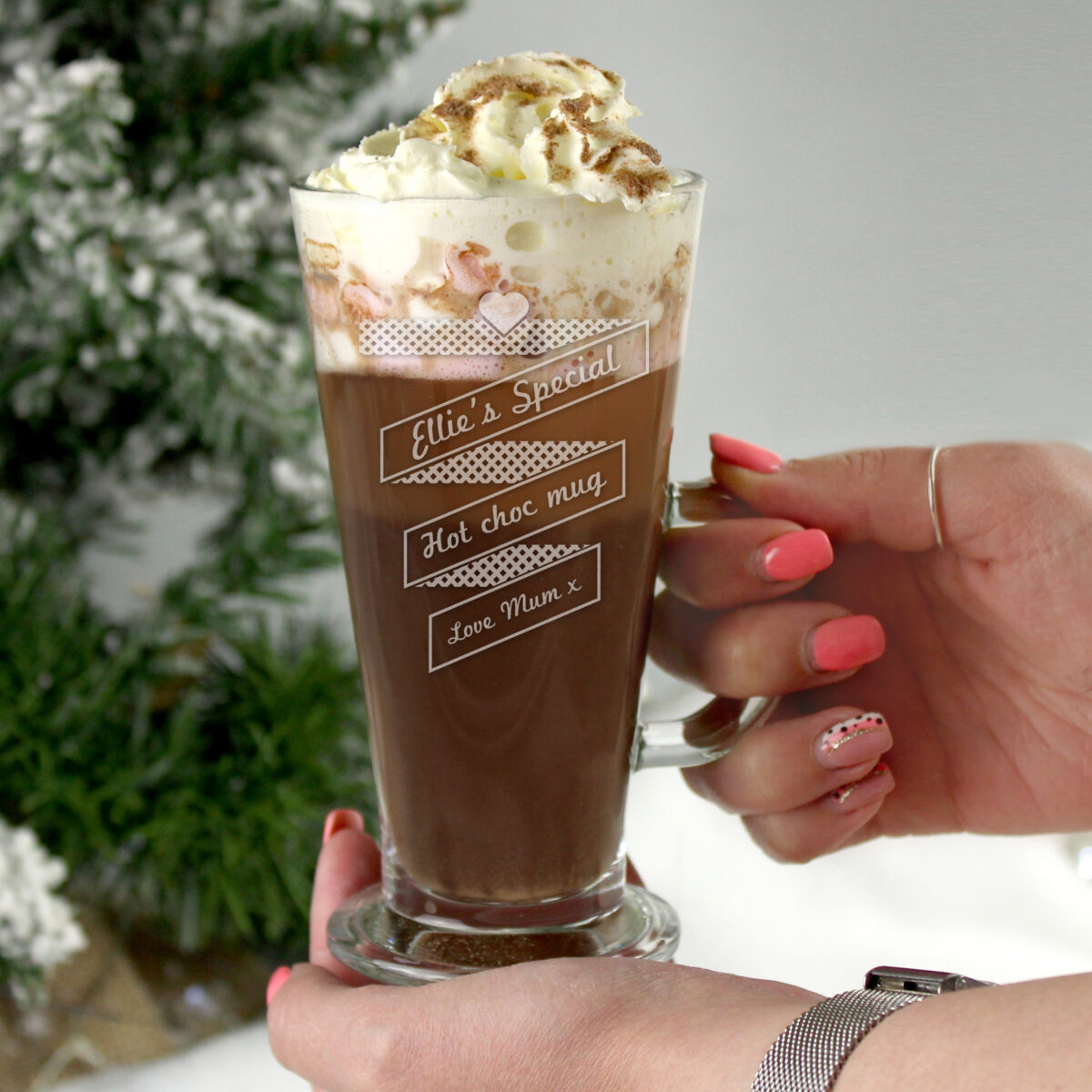Personalised Heart Banner Latte Glass - Image 2