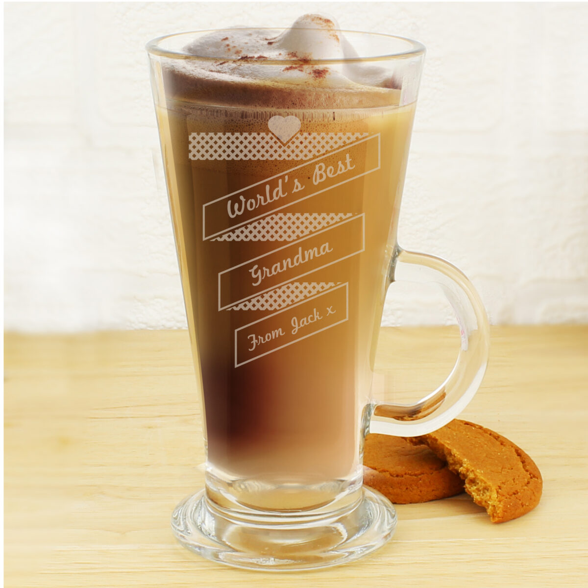 Personalised Heart Banner Latte Glass - Image 5