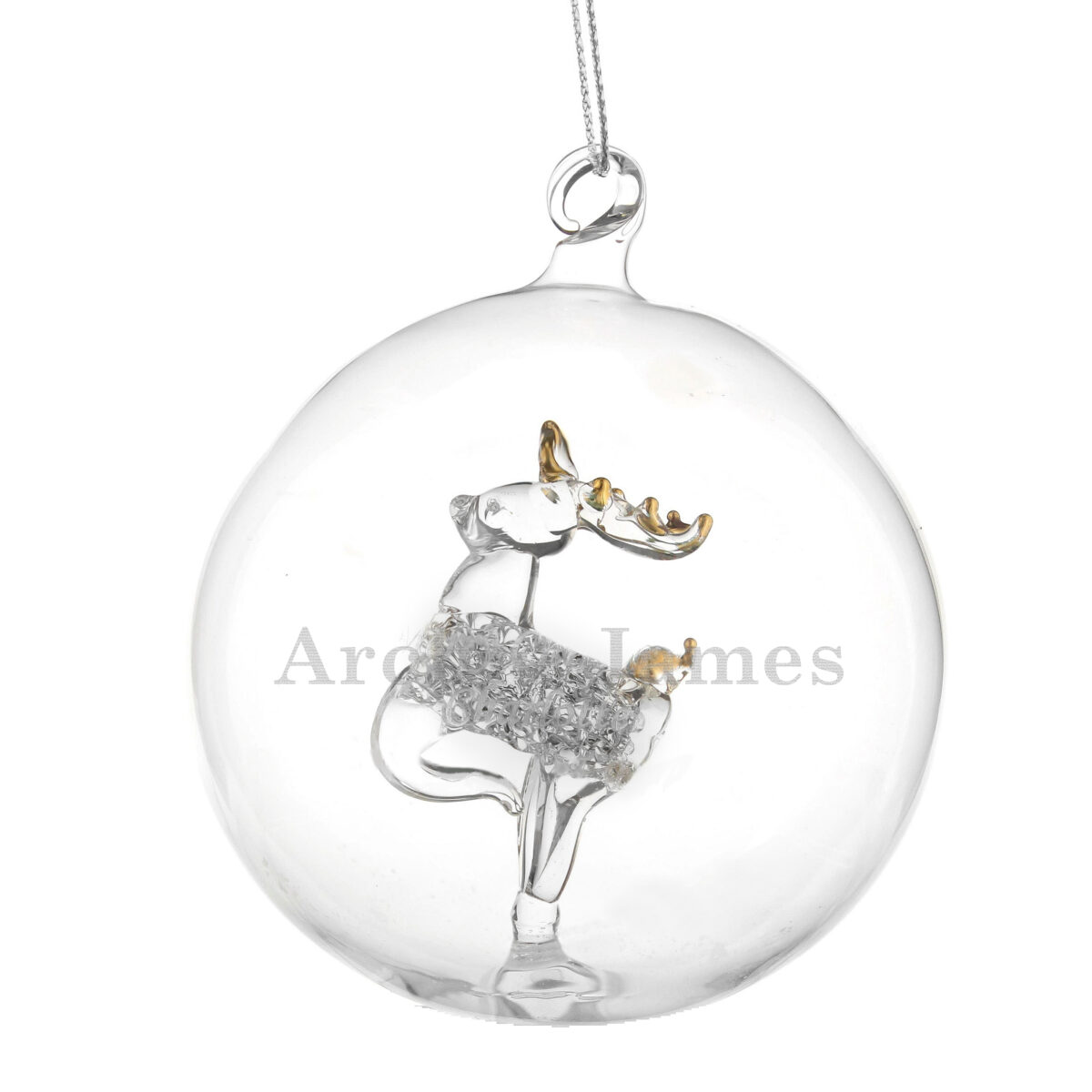 Personalised Name Only Reindeer Glass Bauble - Image 3