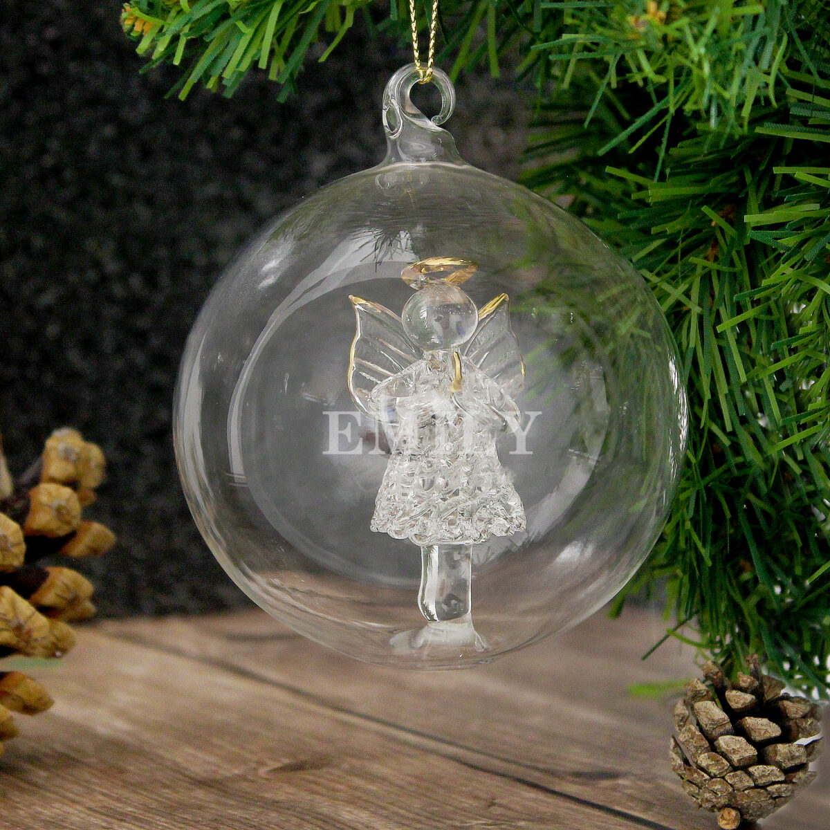 Personalised Name Only Angel Glass Bauble - Image 2