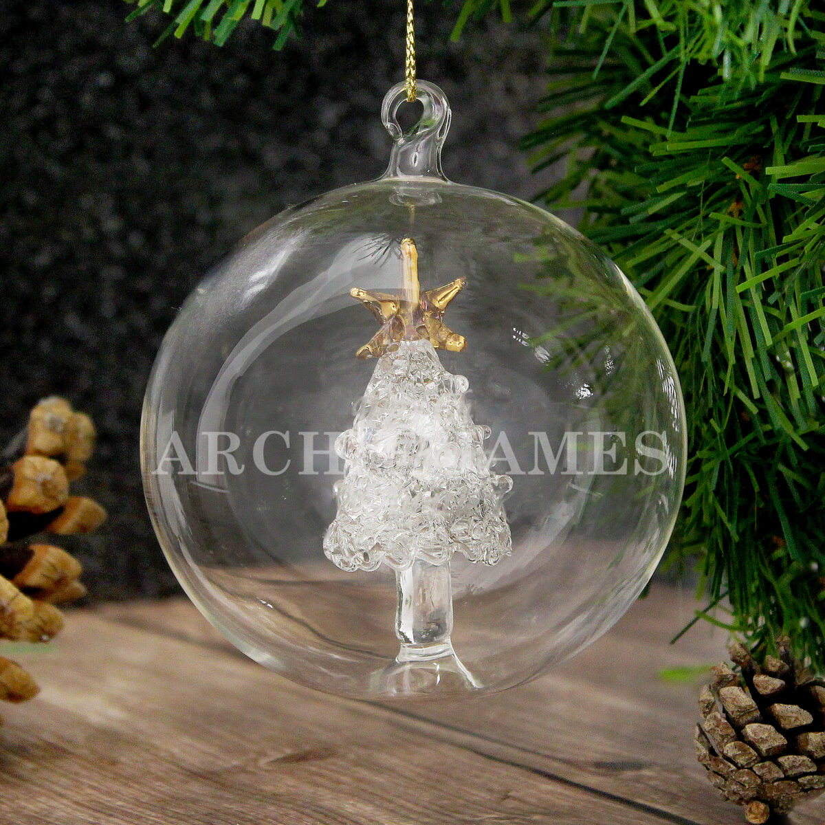 Personalised Name Only Christmas Tree Glass Bauble - Image 2