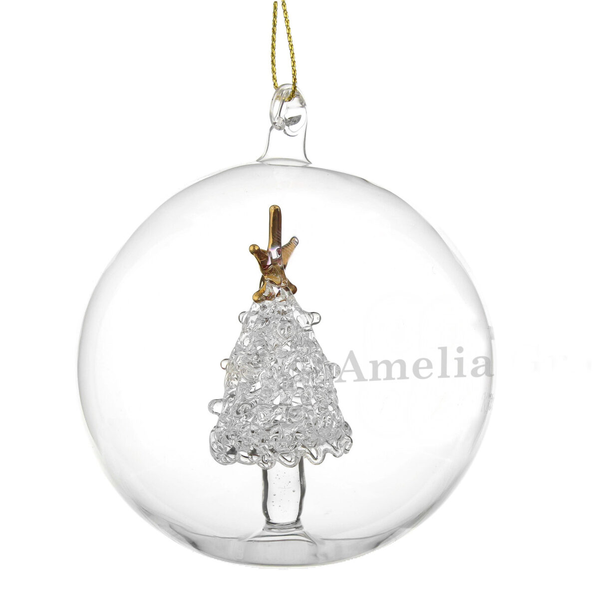 Personalised Name Only Christmas Tree Glass Bauble - Image 5