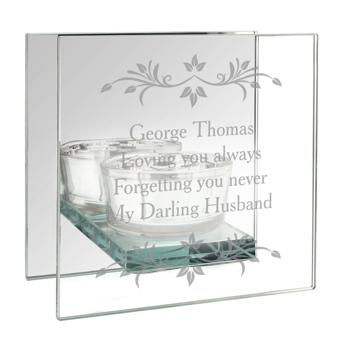 Personalised Sentiments Mirrored Glass Tea Light Candle Holder - Image 4