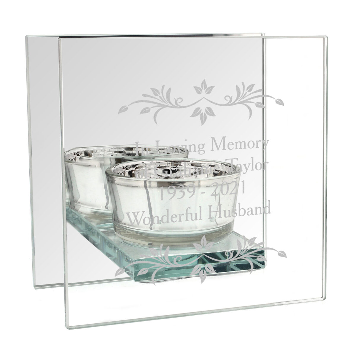 Personalised Sentiments Mirrored Glass Tea Light Candle Holder - Image 7